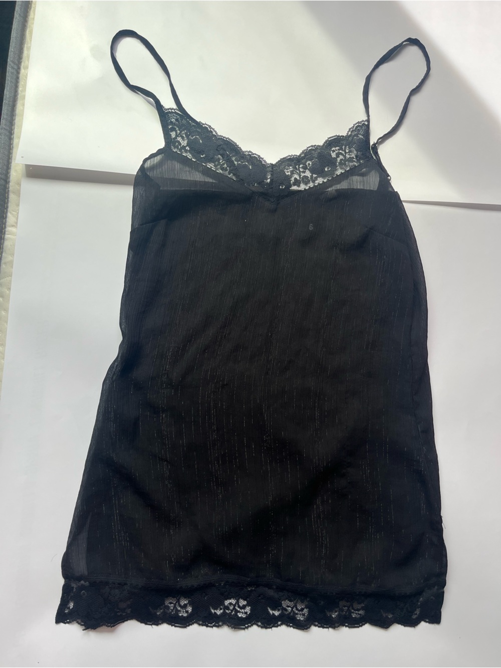 Black Lace-Trim Slip Camisole